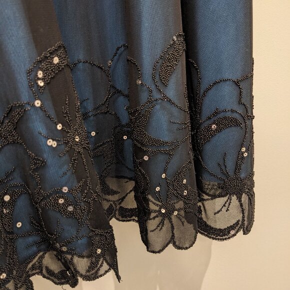 Embroidered Blue, Knee Length Dress, size medium, semiformal, whimsigoth - Picture 2 of 6